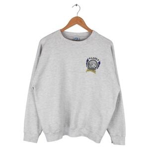 Vintage Alaska Last Frontier Crewneck Sweatshirt USA Made Gray 90s Size Large